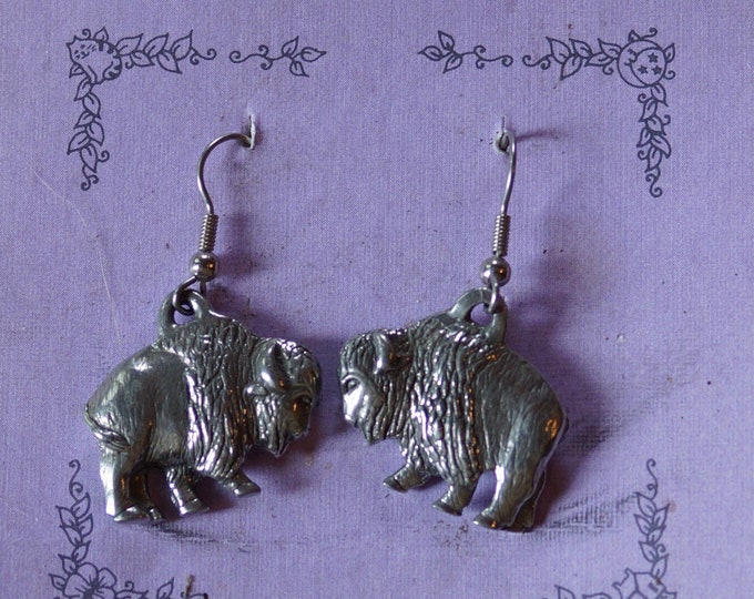 Danforth Buffalo wire pewter earrings, made in the USA