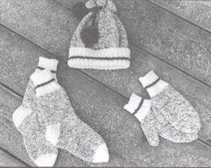 Small Clothes child's  knitting pattern for hat, mittens and socks sizes 2-12 years