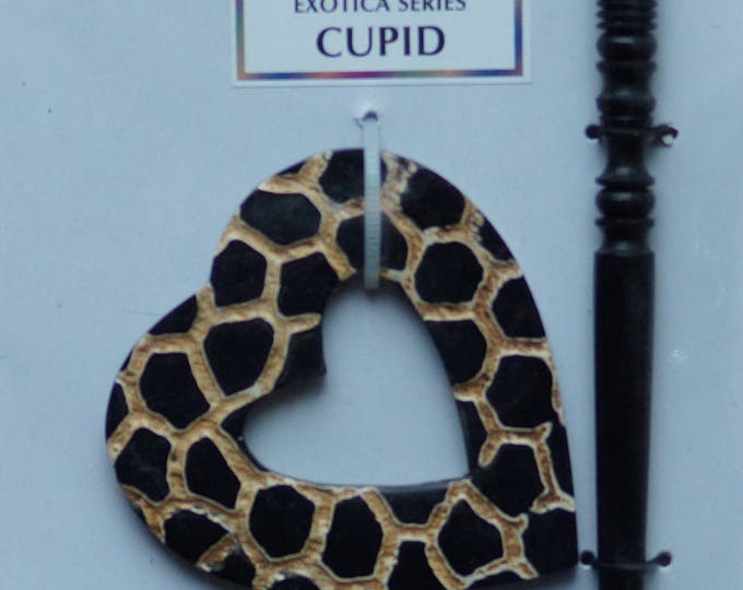 Shawl Pin: CUPID heart shape wood shawl pin