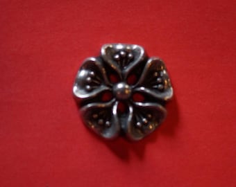 5 Petal 5 Hole pewter button vintage unique sew on button free shipping offer