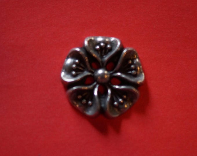 5 Petal 5 Hole pewter button vintage unique sew on button free shipping offer