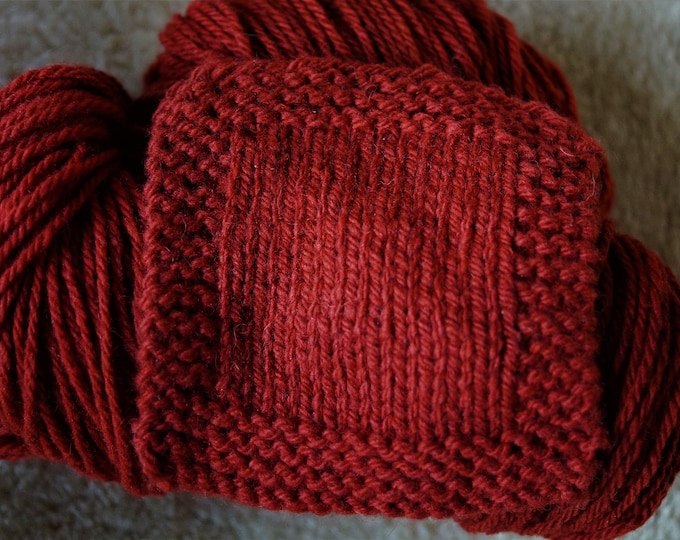 Terra Cotta worsted weight 3 ply soft wool yarn from our American farm free shipping offer