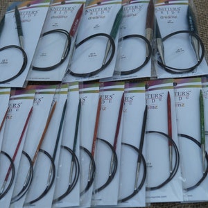 32 in. circular Dreamz needles colored wood from Knitters Pride free shipping offer