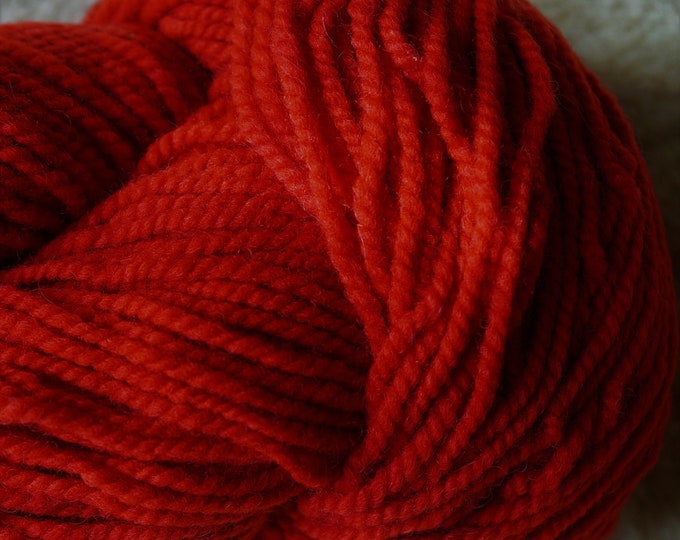 Apple Red bulky 2 ply soft wool yarn from our American farm, free shipping offer