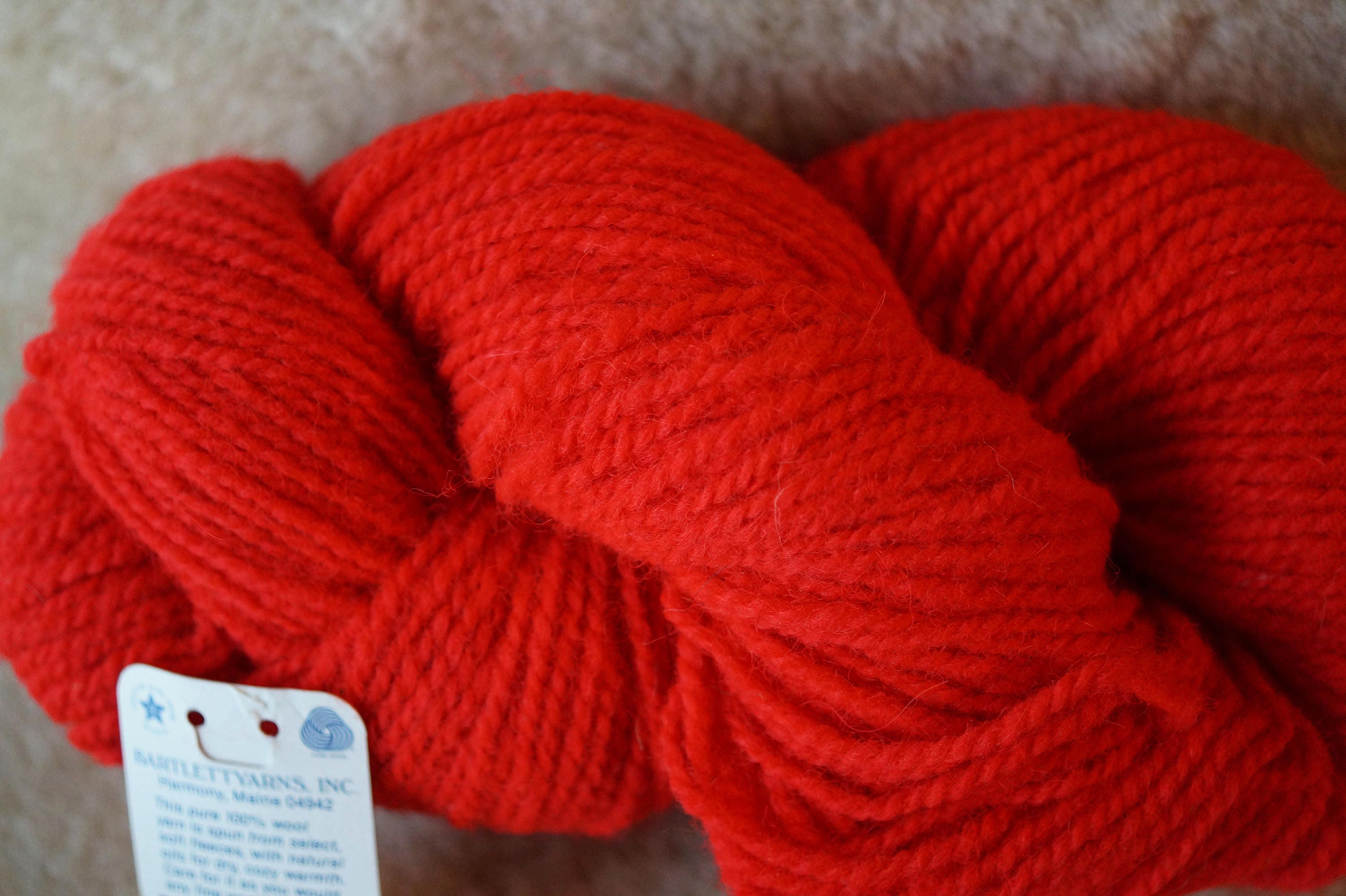 SCARLET 2 ply worsted weight wool yarn from Bartlettyarns free shipping