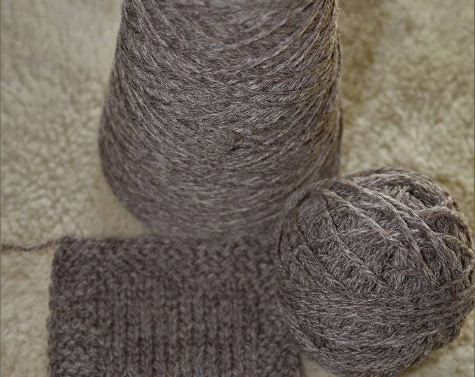 Medium gray sheep DK wool natural color 3 ply yarn from our family American farm