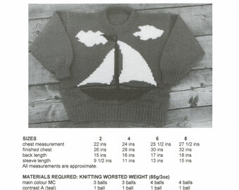 child's Sailboat knitting pattern sizes 2-8