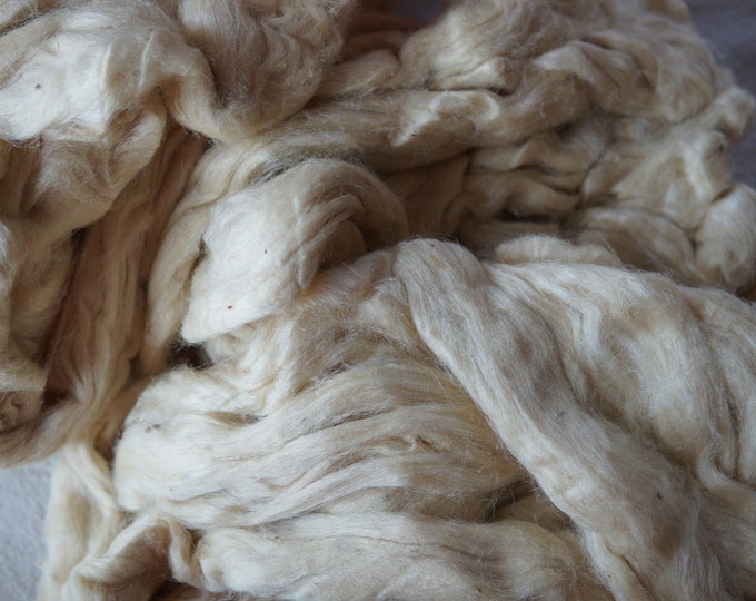 Tussah silk roving with flecks to spin, from Ashford NZ