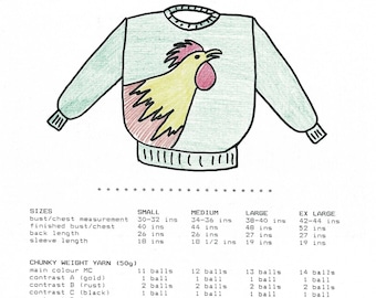 Rooster adult knitting pattern