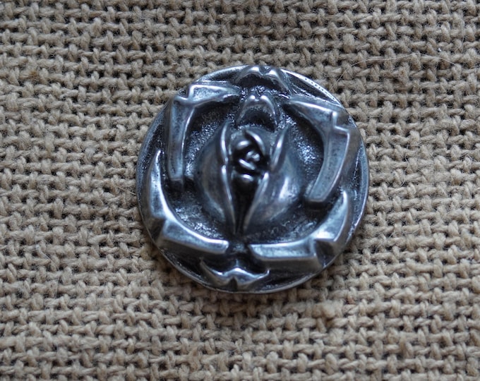 Rose pewter button large vintage hand made
