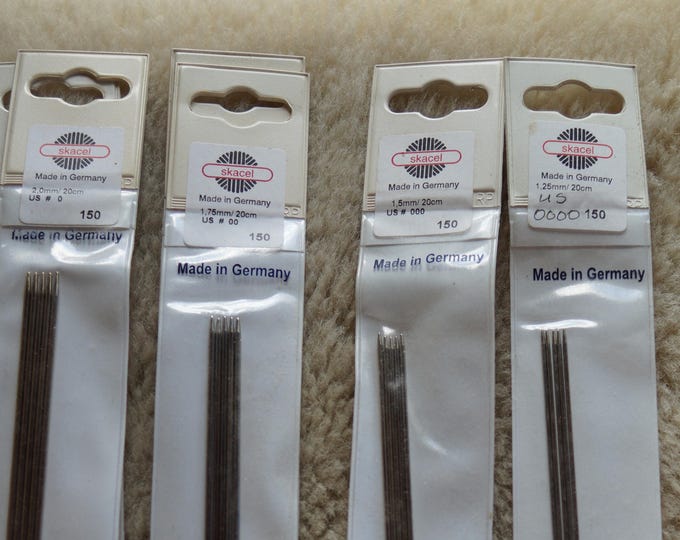knitting pins 8 inch double points stainless steel Skacel