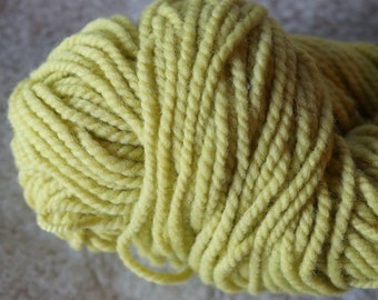 Bright Yellow bulky 2 ply wool yarn from our American farm, free shipping offer