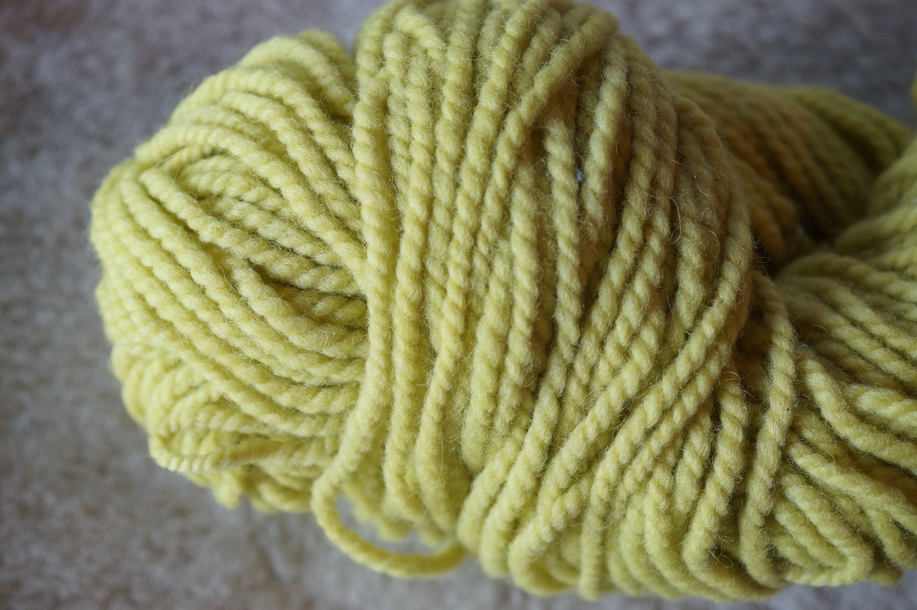 Bright Yellow bulky 2 ply wool yarn from our American farm, free shipping  offer