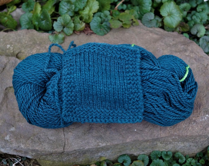 Teal   worsted weight 2 ply kettle dyed soft wool yarn from our American farm, free shipping offer