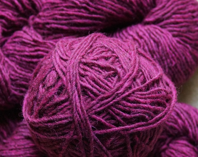 Deep Pink worsted weight soft wool yarn from our American farm free shipping offer