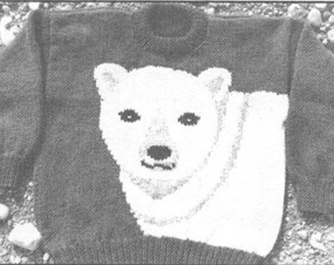 ewe Can knit 089 Polar Bear knitting pattern for youth sizes using worsted weight yarn