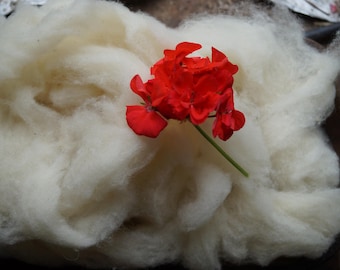 Natural white wool farm roving grown and processed in the USA