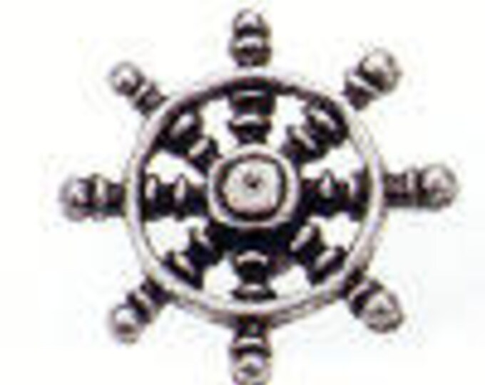 Danforth Button: SHIP'S WHEEL  shank pewter button