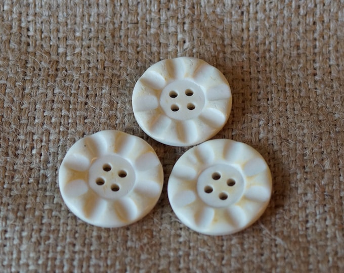 Horn Button:  Flower button cream color