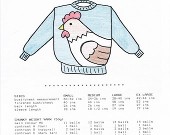 The Hen adult pullover sweater knitting pattern