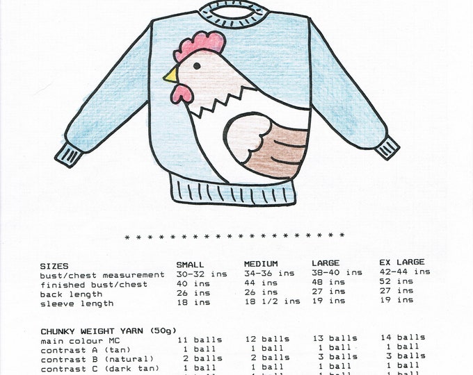 The Hen adult pullover sweater knitting pattern