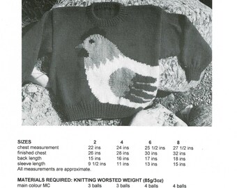 The Chicken kids sweater pattern to knit from eweCanknit vintage pattern