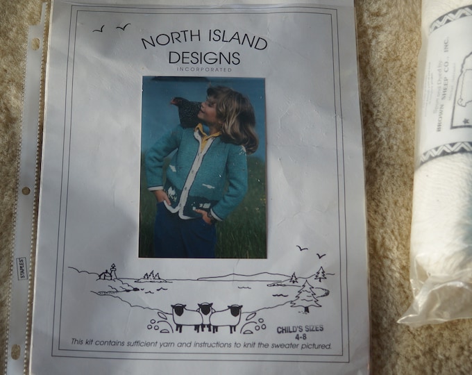 Kids Country Scenic Cardigan kit all yarn and buttons included free shipping made in the USA