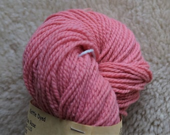 Pale Rose wool kettle dyed 2 ply worsted weight yarn from our American farm
