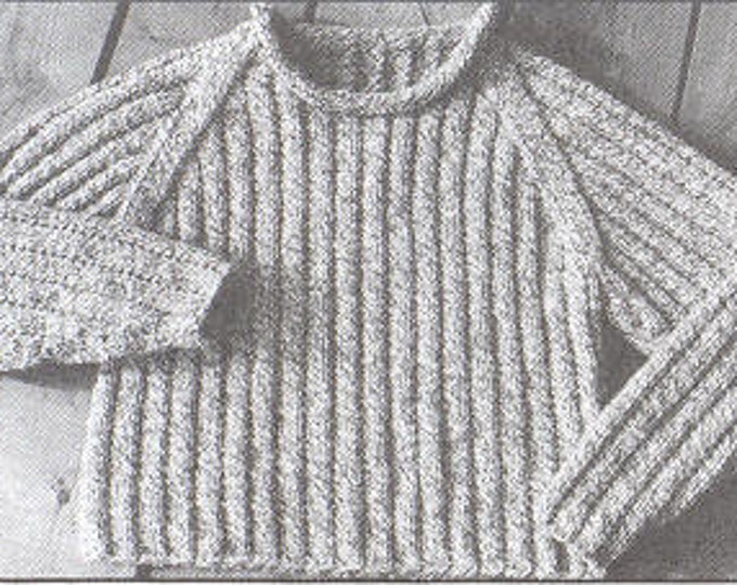 The Ragglan youth size pullover easy to knit pattern worsted weight yarn