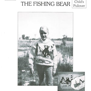 Fishing Bear knitting pattern from eweCanknit. digital uses worsted weight yarn