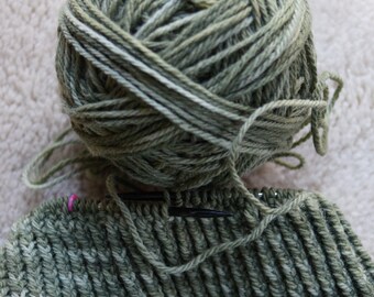 Olive Green worsted weight 3 ply kettle dyed wool yarn from our American farm