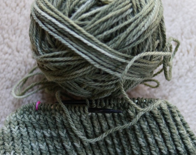 Olive Green worsted weight 3 ply kettle dyed wool yarn from our American farm