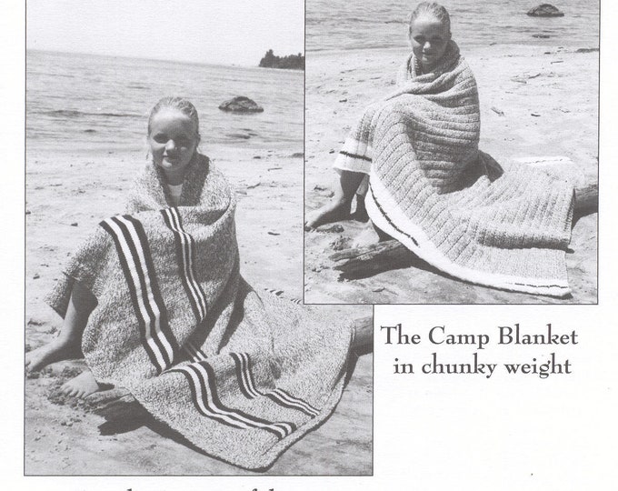 Cottage & Camp Afghans knitting patterns for 2 afghans 1 worsted and 1 bulky chunky weight