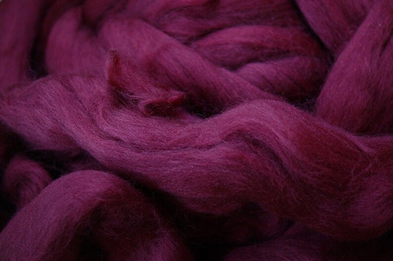 very soft Superwash lambswool roving burgundy color