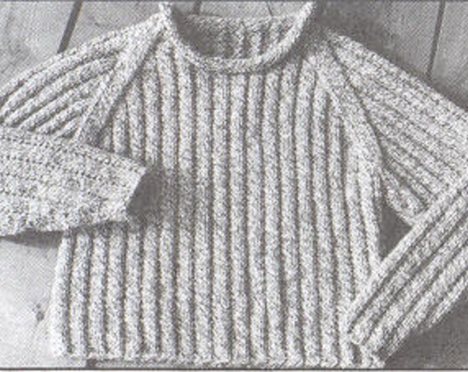 Regglan child's pullover easy knitting pattern