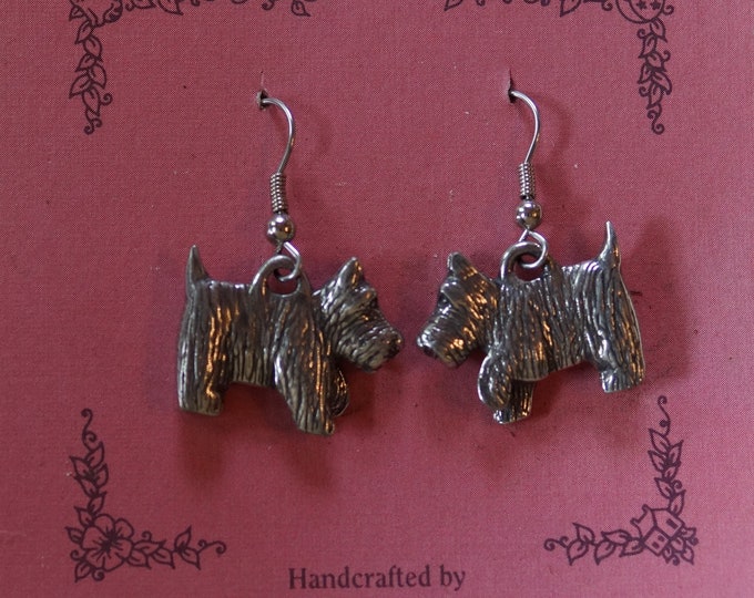 Scottie Dog wire earrings from Danforth pewterers made in the USA free shipping offer