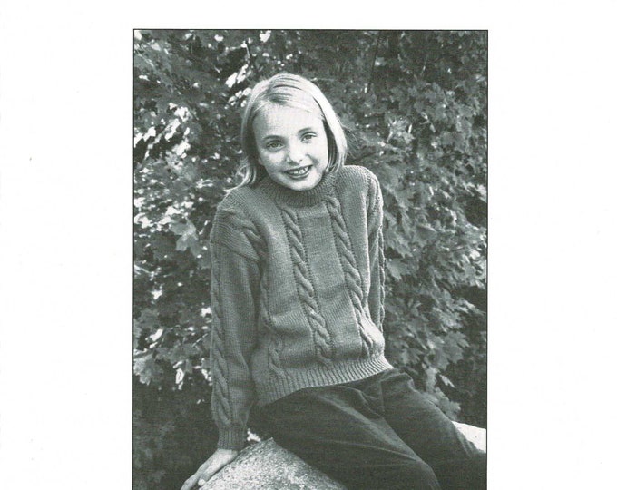 Cabled pullover childs knitting pattern DK weight from eweCanknit sizes 1 to10