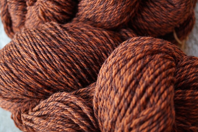 Rusty Tweed wool 3 ply worsted weight yarn from our American Etsy