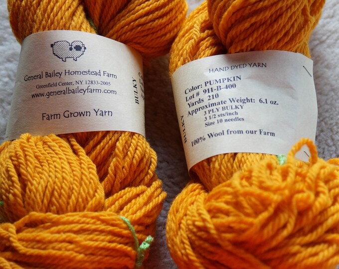 Pumpkin bulky soft wool yarn from our American farm