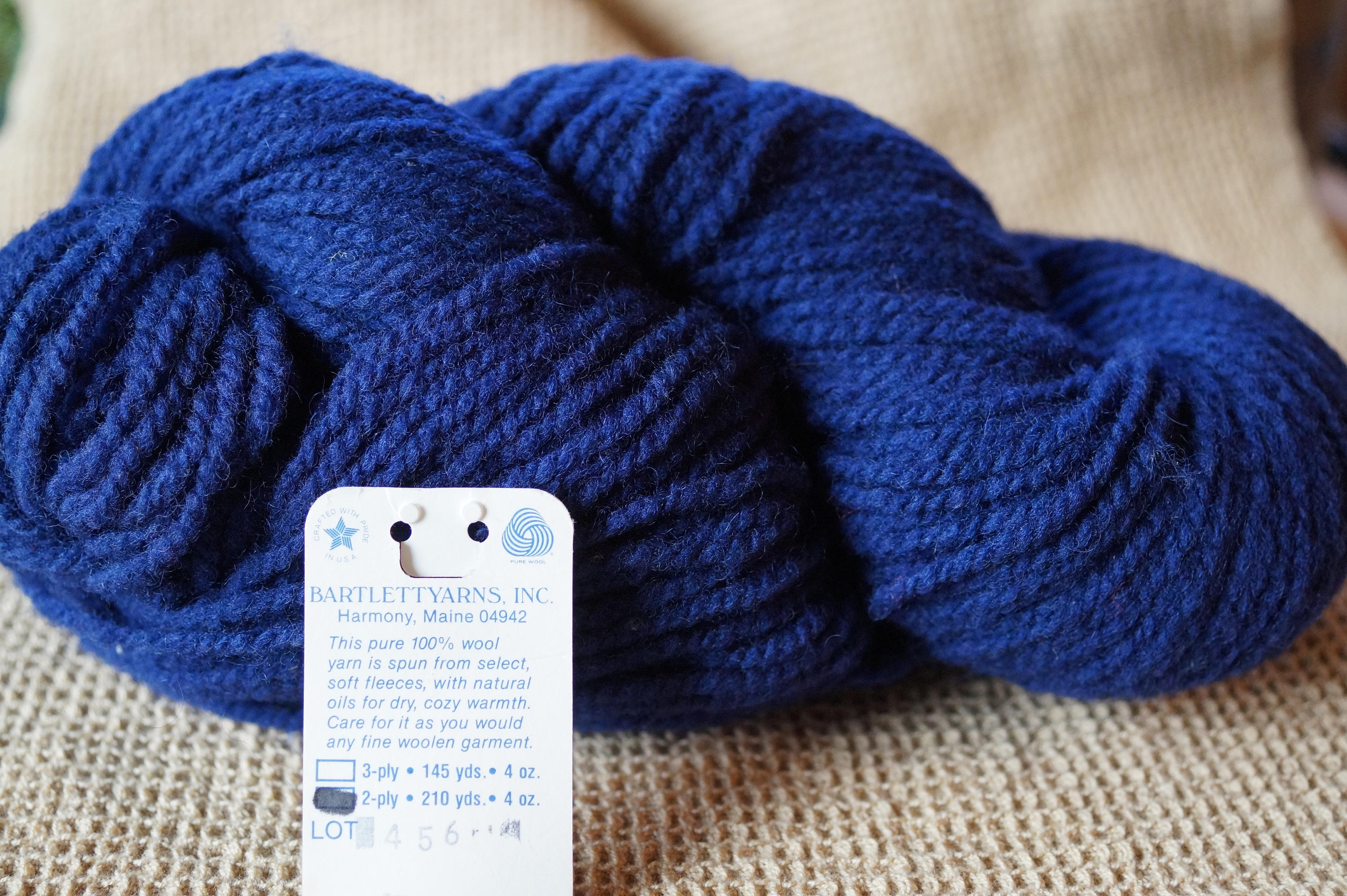 NAVY BLUE worsted weight 2 ply wool yarn, free shipping offer