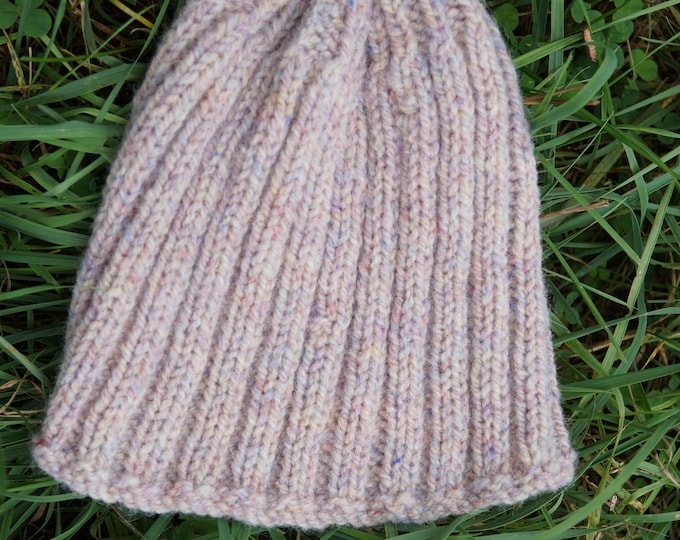 Hand knit wool cap from American wool and yarns adult or large child