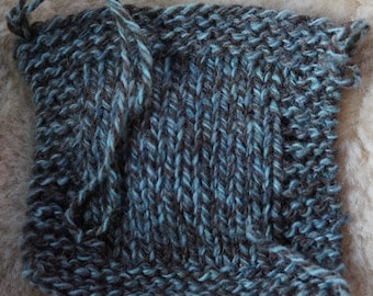 Blue Ragg 3 ply worsted soft wool tweed yarn kettle dyed tweed yarn made in the USA on our small farm, free shipping offer