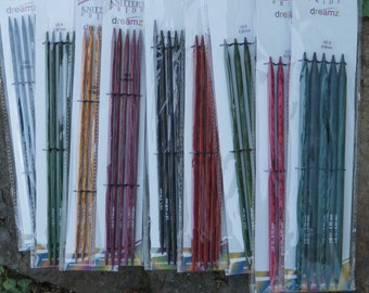 5 in. dp KP Dreamz  sizes US 1 to 5 colored wood knitting needles very smooth and warm
