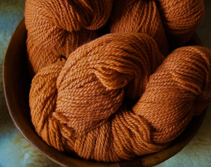 Wattlebark worsted weight soft 2 ply kettle dyed farm yarn from our USA wool farm free shipping offer