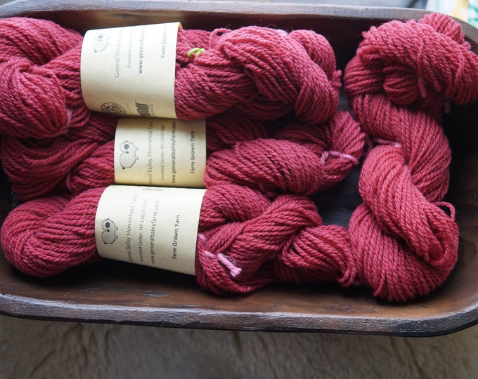 Rosa sport 2 ply wool farm yarn grown and spun in the USA