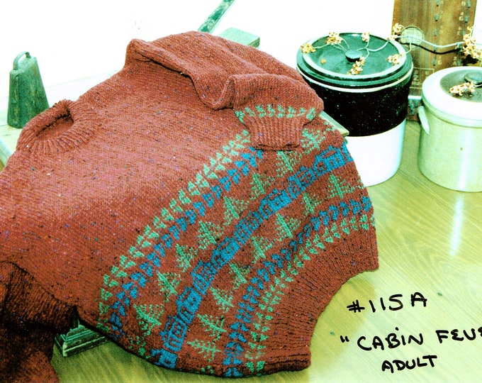 Cabin Fever adult knitting pattern sizes 40-53 inches