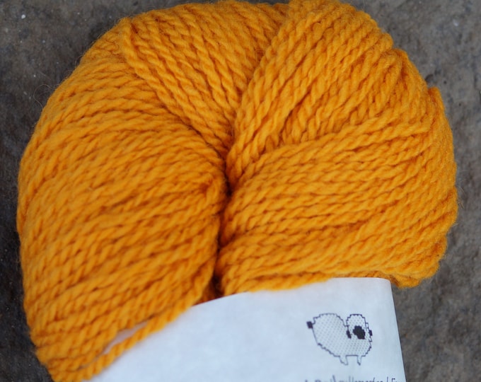 Pumpkin worsted weight 2 ply kettle dyed soft wool yarn from our American farm