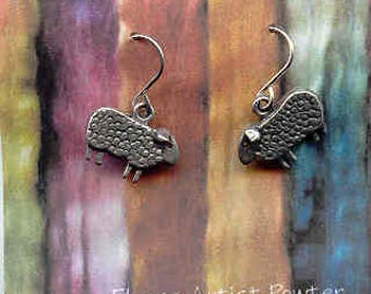 Earrings: Baa Baa wire pewter sheep earrings