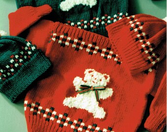 Country's Child pattern teddy bear sweater NEED A HUG? kids uses worsted weight yarn