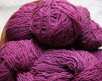 Deep Pink worsted weight soft wool yarn from our American farm